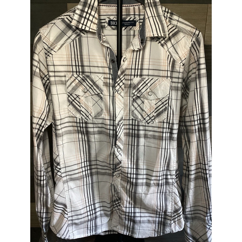 BKE MENS Plaid Shirt Small Western Snap Up Standard Fit‎